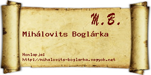 Mihálovits Boglárka névjegykártya
